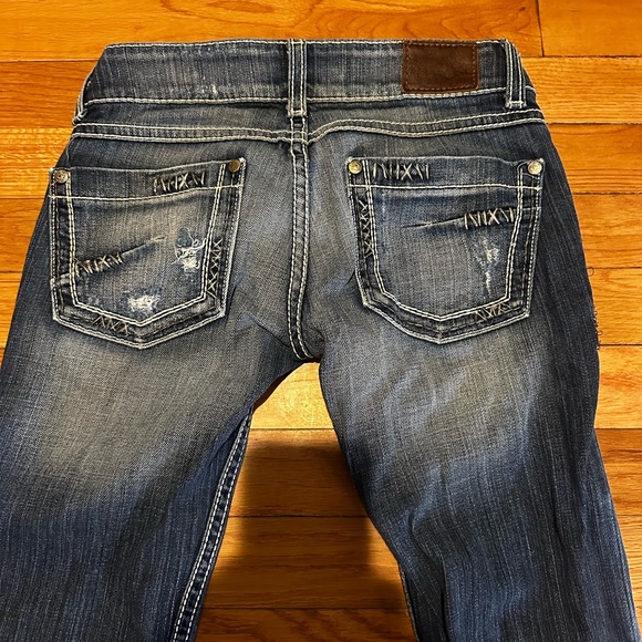 Vintage Y2K BKE Denim Stella Flare Jeans Distressed Low Rise Embroidered - Picture 8 of 10